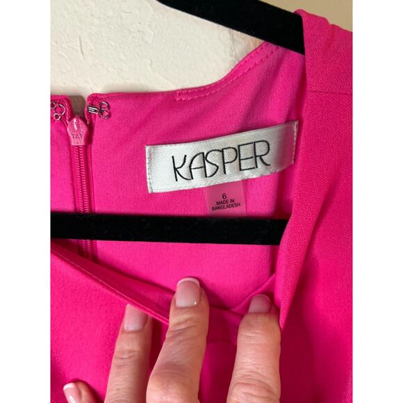 Kasper Women's Asymmetrical Snap-Trim Sheath Dress Pink Size 6 Fits Like 8 - Picture 3 of 4